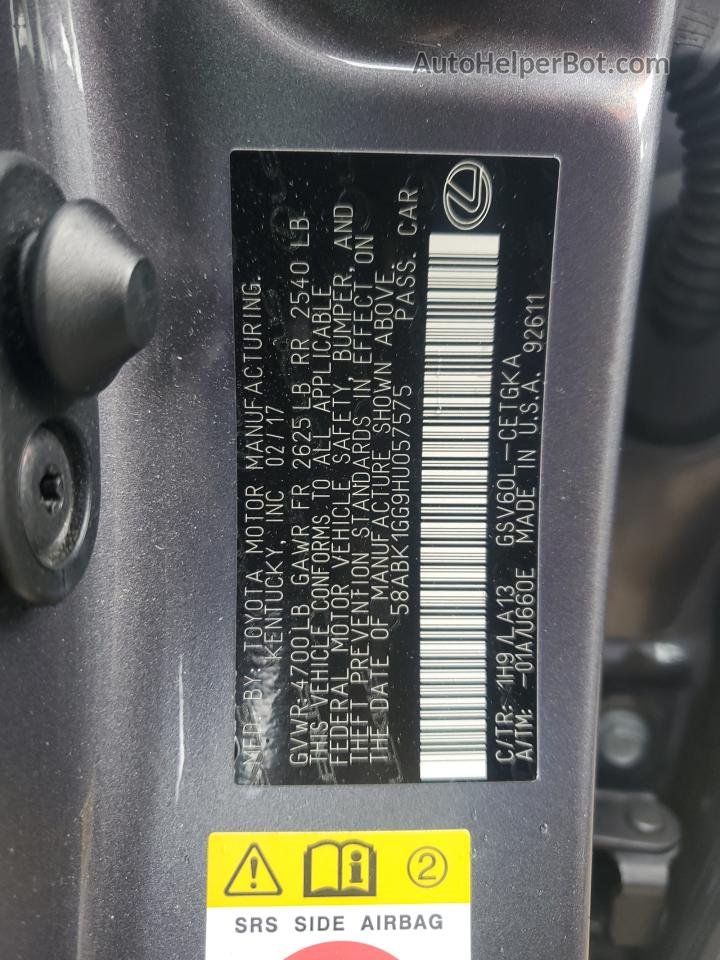 2017 Lexus Es 350 Charcoal vin: 58ABK1GG9HU057575
