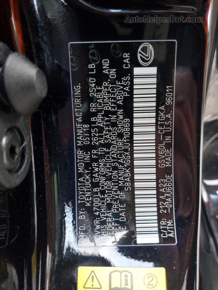 2018 Lexus Es 350 Черный vin: 58ABK1GGXJU110869
