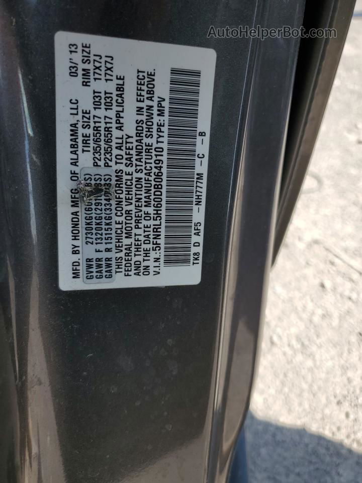 2013 Honda Odyssey Exl Угольный vin: 5FNRL5H60DB064910