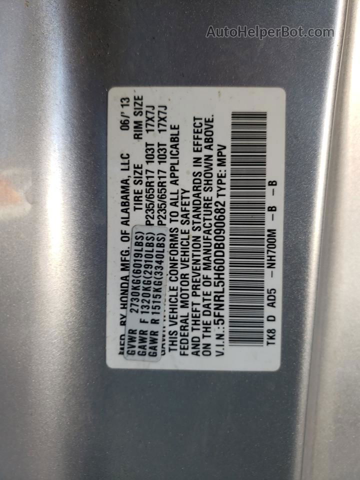 2013 Honda Odyssey Exl Silver vin: 5FNRL5H60DB090682