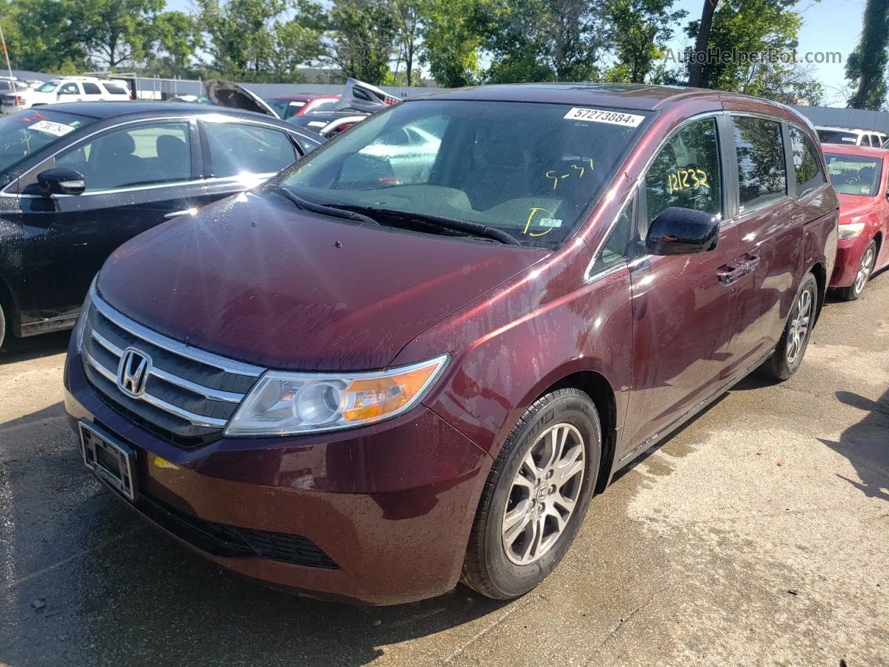 2013 Honda Odyssey Exl Burgundy vin: 5FNRL5H63DB033344