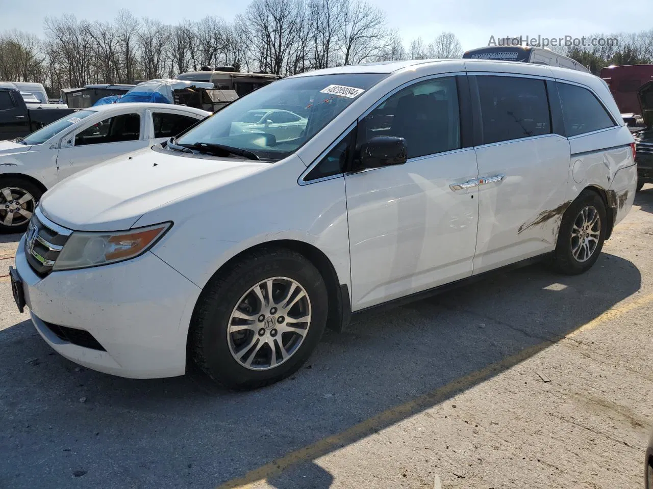 2013 Honda Odyssey Exl White vin: 5FNRL5H66DB002766