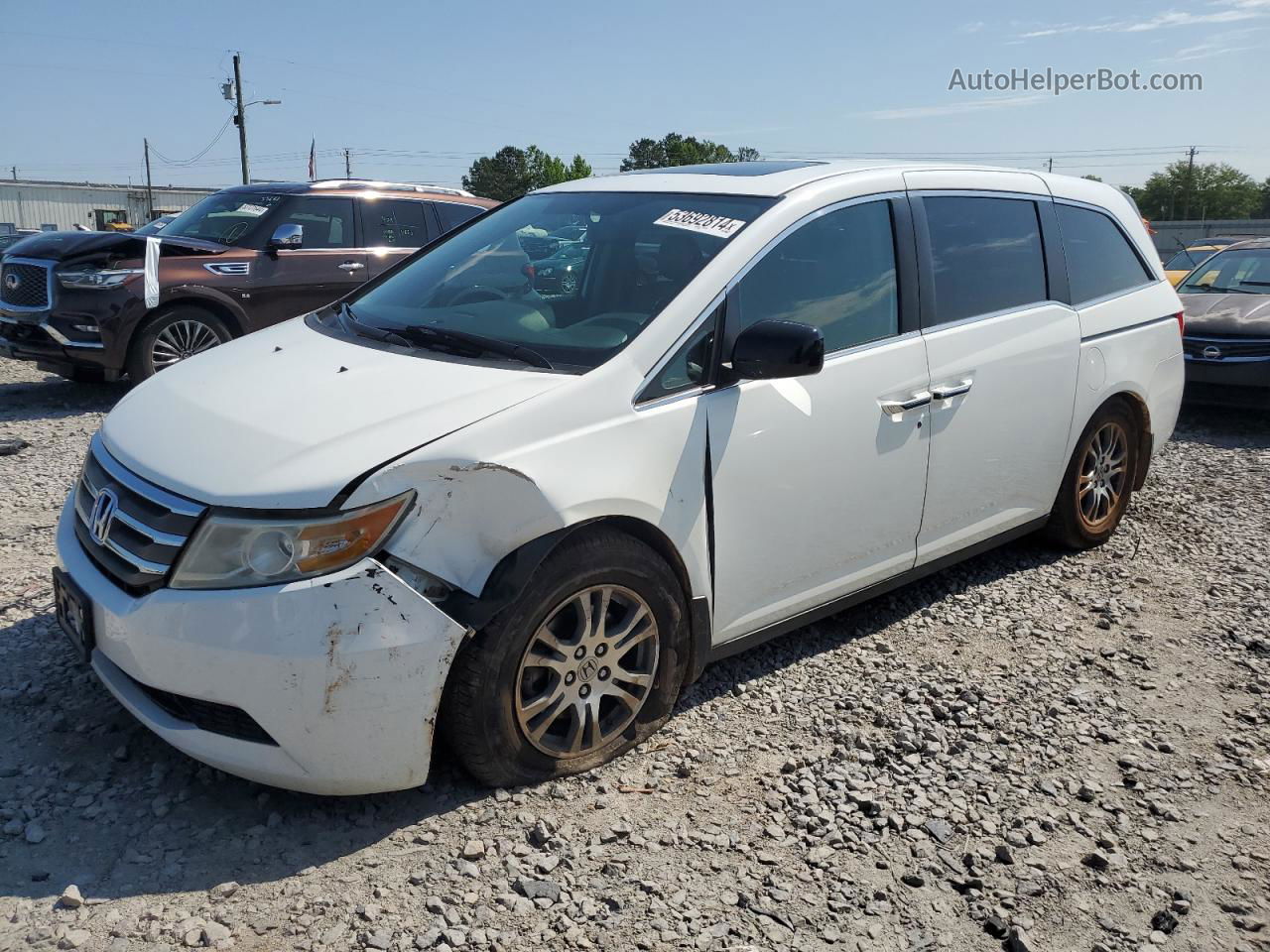 2013 Honda Odyssey Exl White vin: 5FNRL5H66DB039834