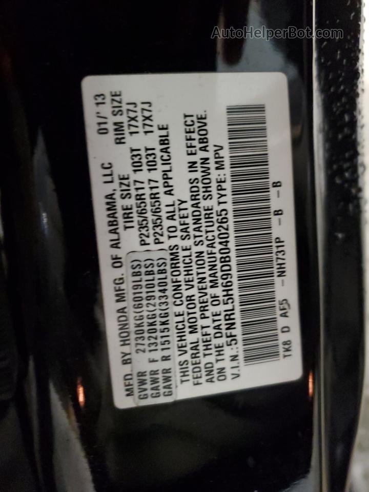 2013 Honda Odyssey Exl Black vin: 5FNRL5H69DB040265