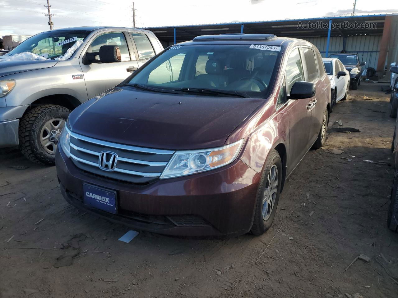 2013 Honda Odyssey Exl Burgundy vin: 5FNRL5H69DB040329