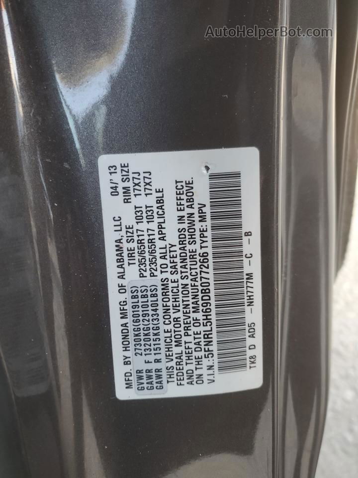 2013 Honda Odyssey Exl Gray vin: 5FNRL5H69DB077266