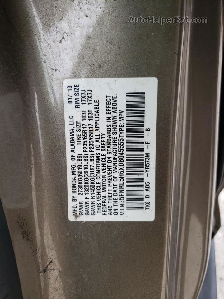 2013 Honda Odyssey Exl Tan vin: 5FNRL5H6XDB045555