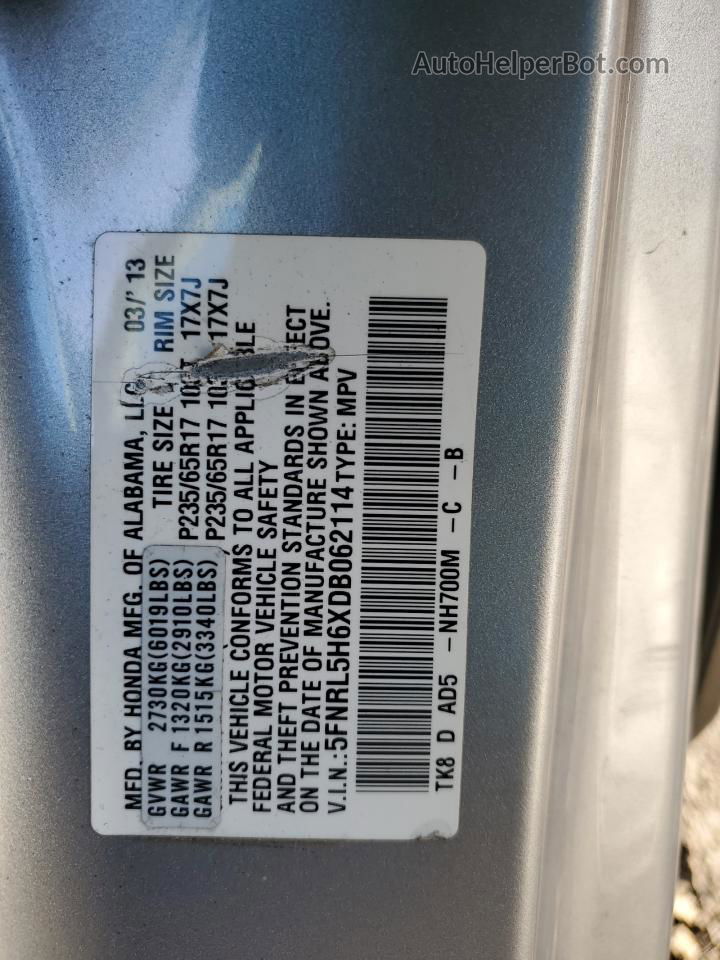 2013 Honda Odyssey Exl Silver vin: 5FNRL5H6XDB062114