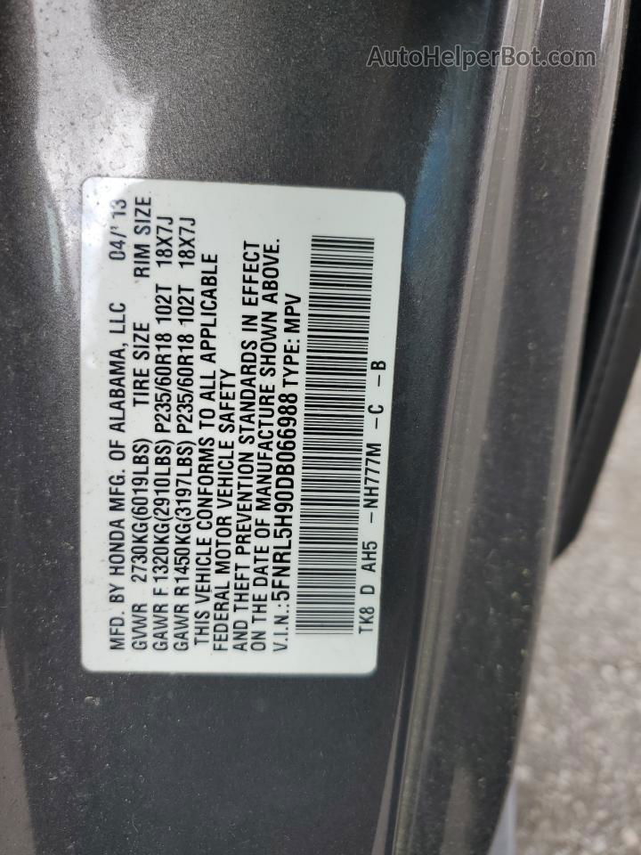 2013 Honda Odyssey Touring Gray vin: 5FNRL5H90DB066988