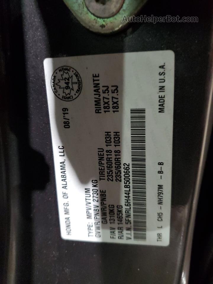 2020 Honda Odyssey Ex Серый vin: 5FNRL6H44LB500662