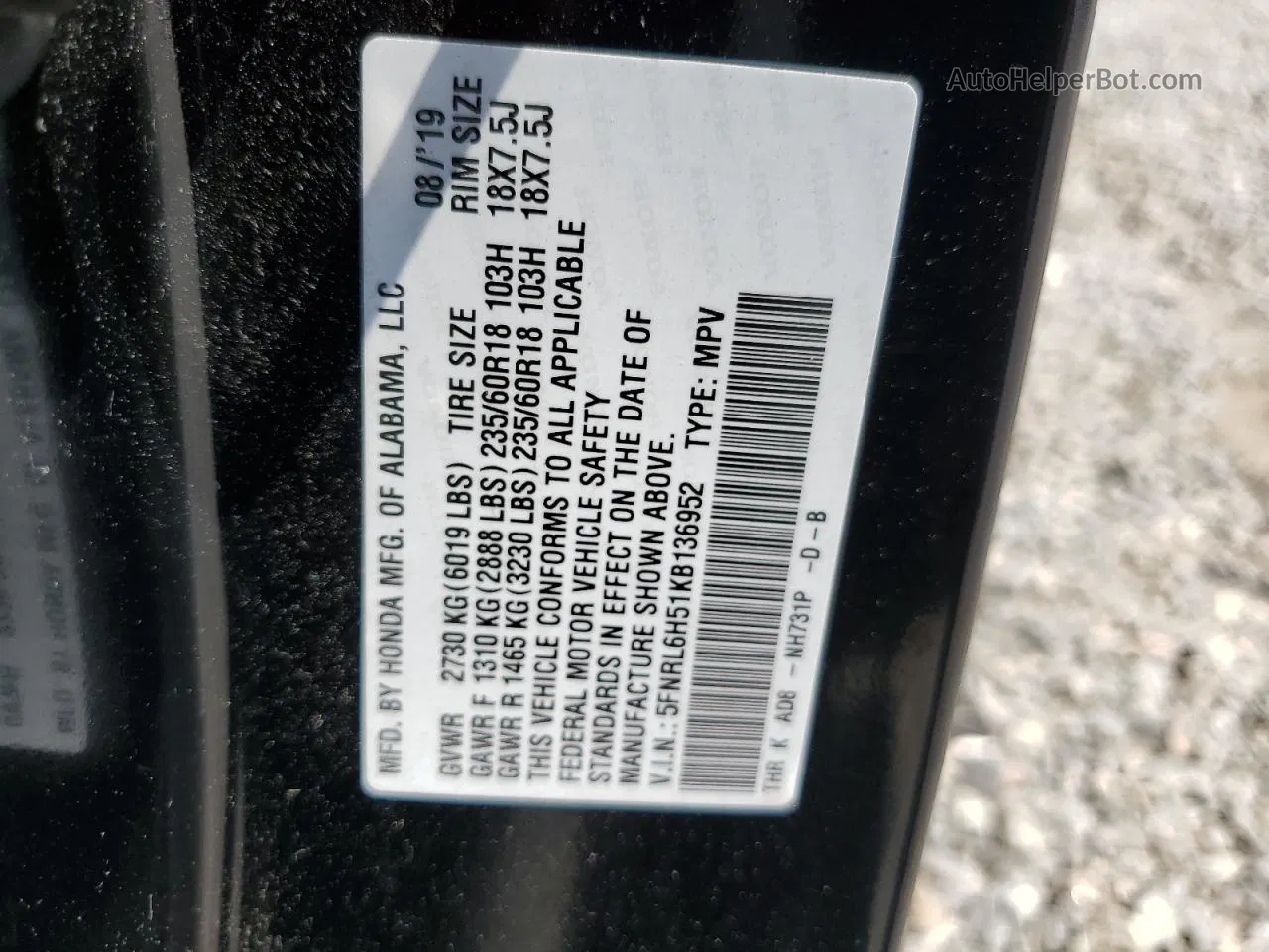 2019 Honda Odyssey Ex Black vin: 5FNRL6H51KB136952