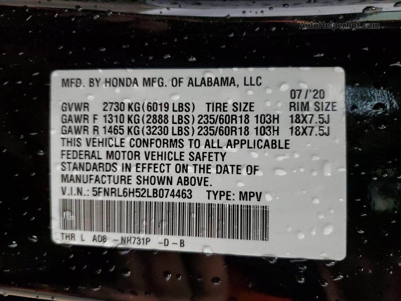 2020 Honda Odyssey Ex Black vin: 5FNRL6H52LB074463