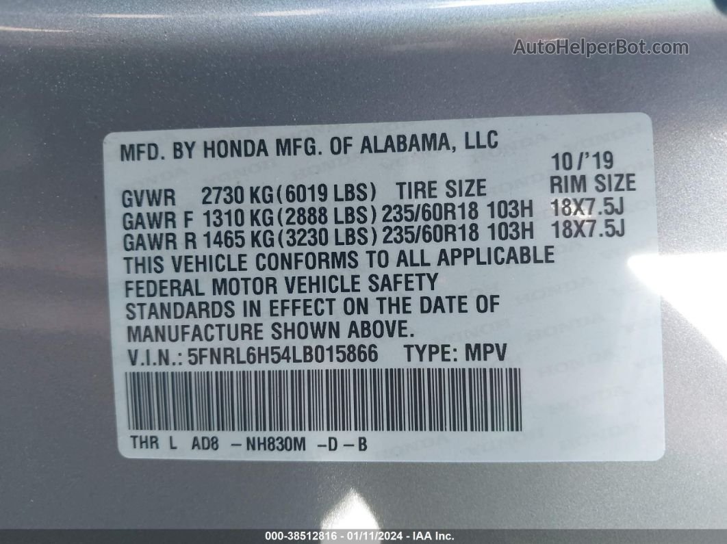 2020 Honda Odyssey Ex Silver vin: 5FNRL6H54LB015866