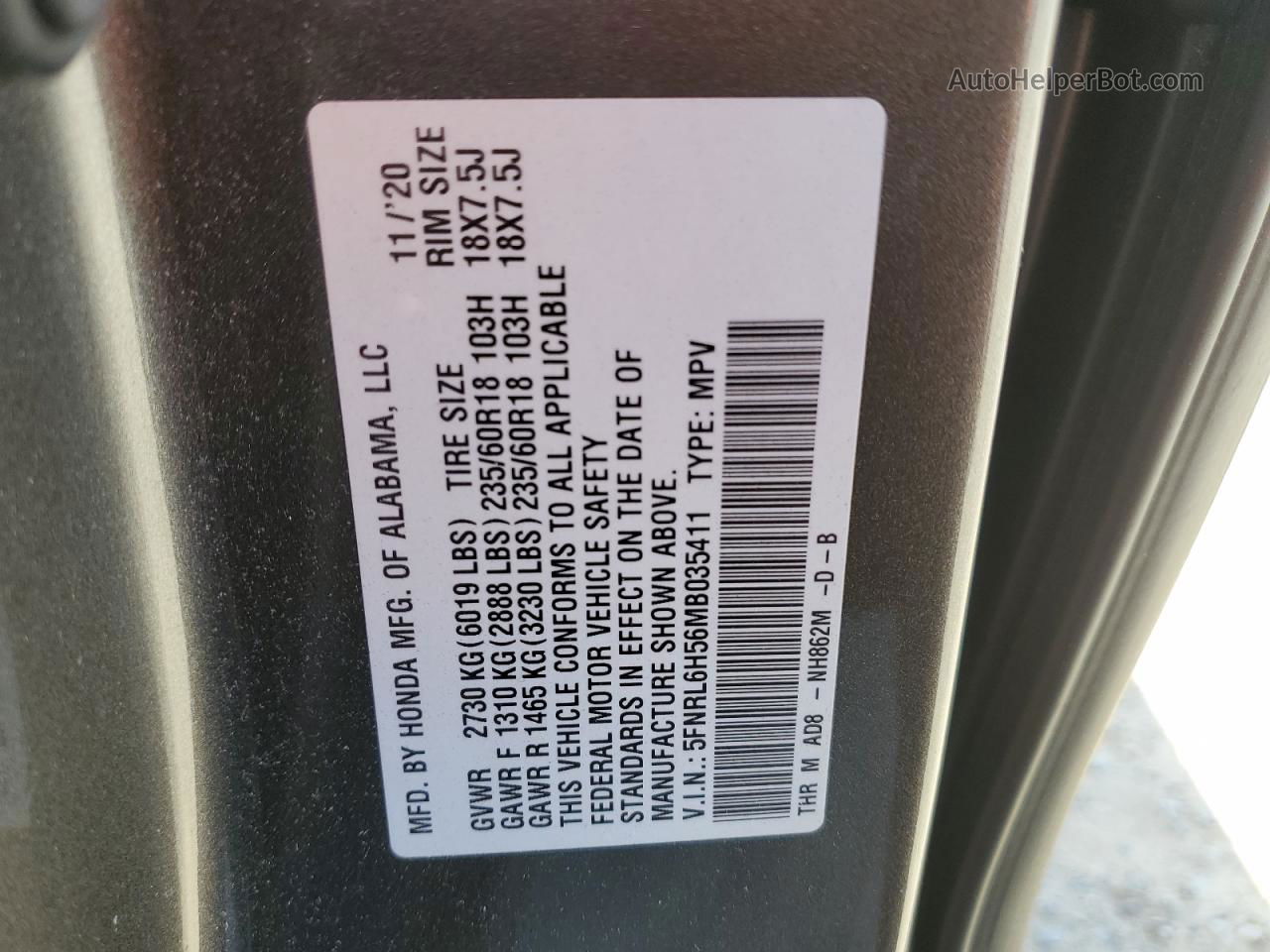 2021 Honda Odyssey Ex Gray vin: 5FNRL6H56MB035411