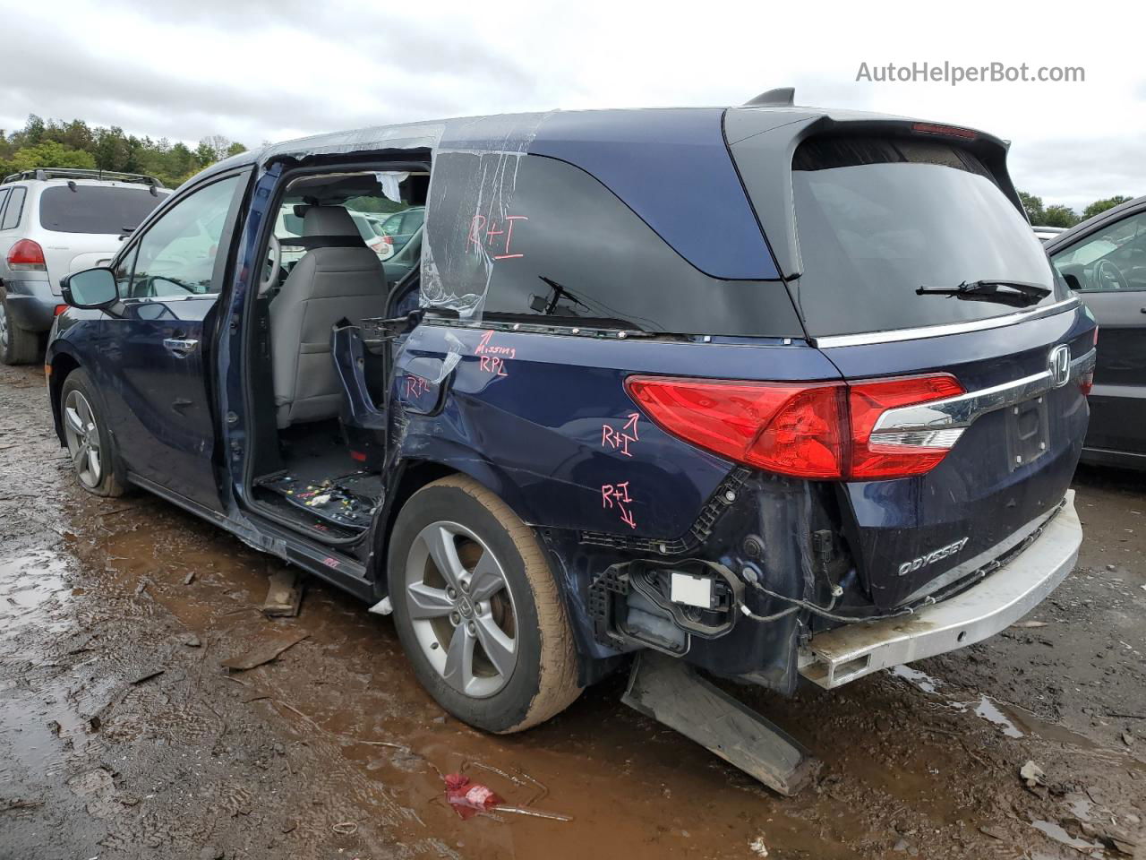 2019 Honda Odyssey Exl Blue vin: 5FNRL6H70KB009854