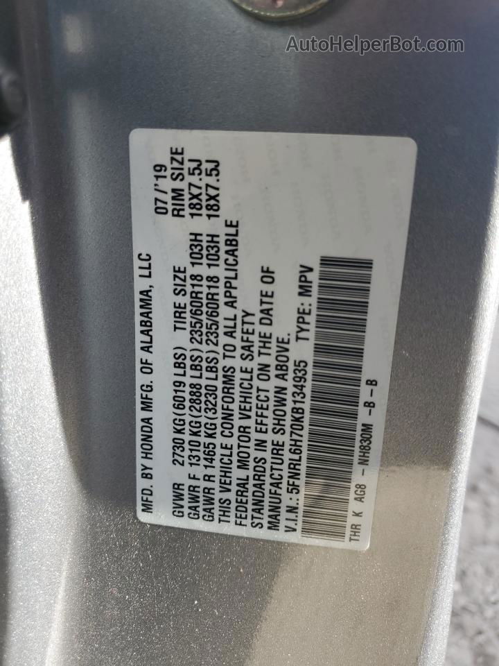 2019 Honda Odyssey Exl Silver vin: 5FNRL6H70KB134935