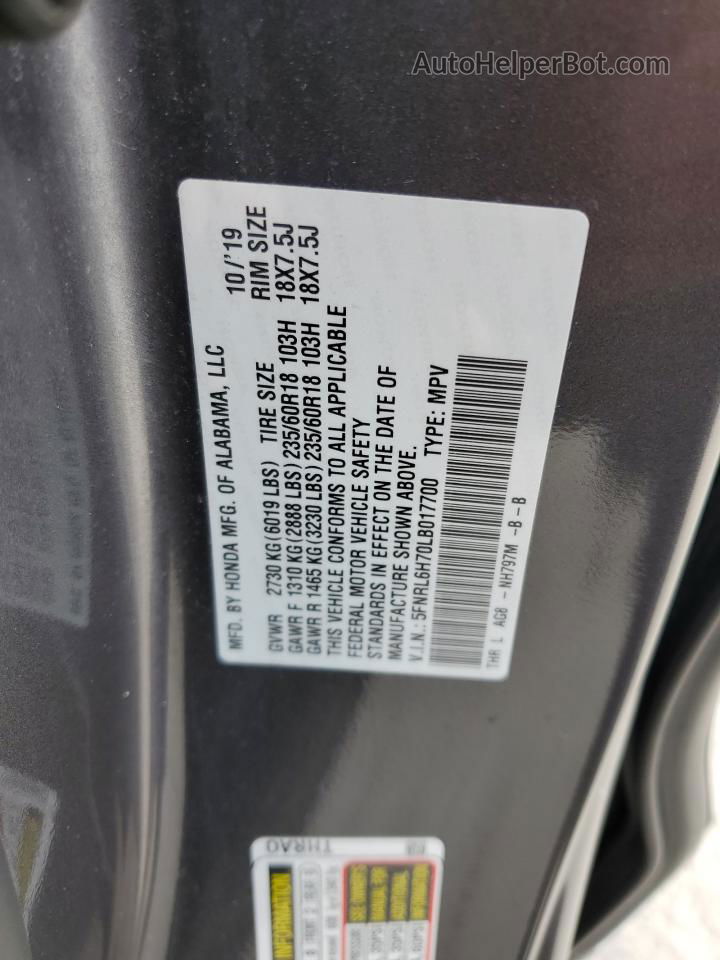 2020 Honda Odyssey Exl Gray vin: 5FNRL6H70LB017700