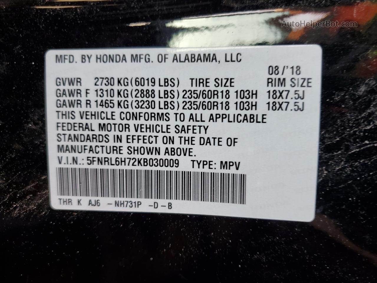 2019 Honda Odyssey Exl Black vin: 5FNRL6H72KB030009