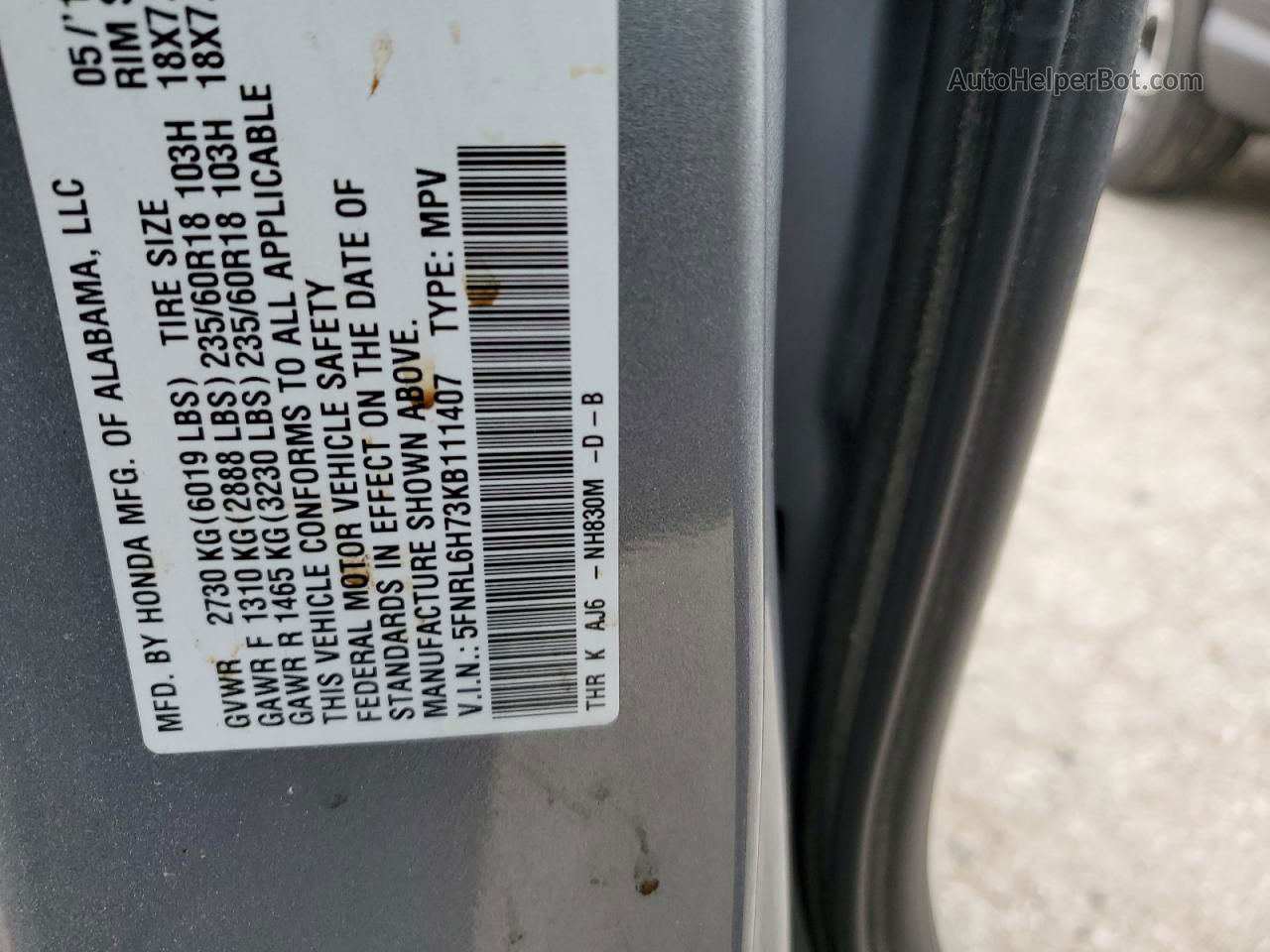 2019 Honda Odyssey Exl Silver vin: 5FNRL6H73KB111407