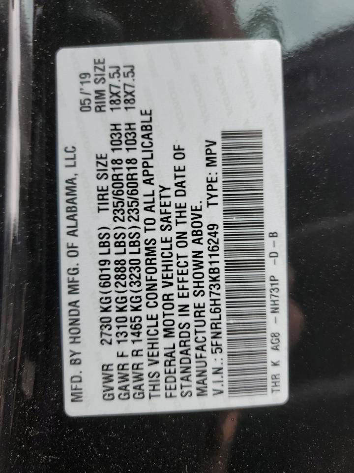 2019 Honda Odyssey Exl Black vin: 5FNRL6H73KB116249