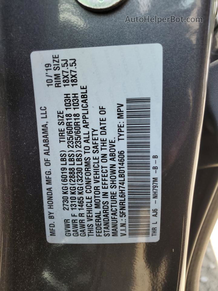 2020 Honda Odyssey Exl Gray vin: 5FNRL6H74LB014606