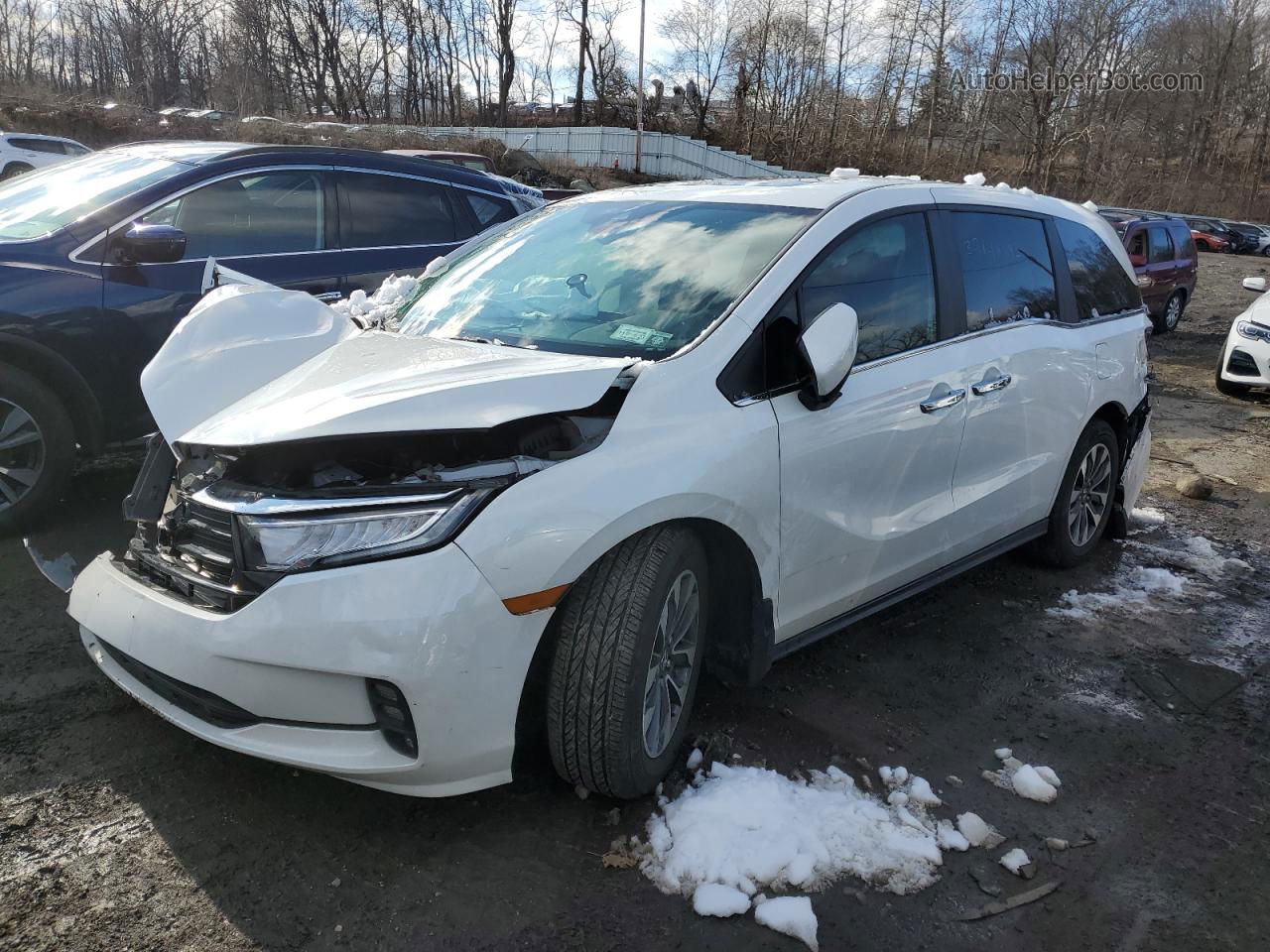 2021 Honda Odyssey Exl White vin: 5FNRL6H74MB040110