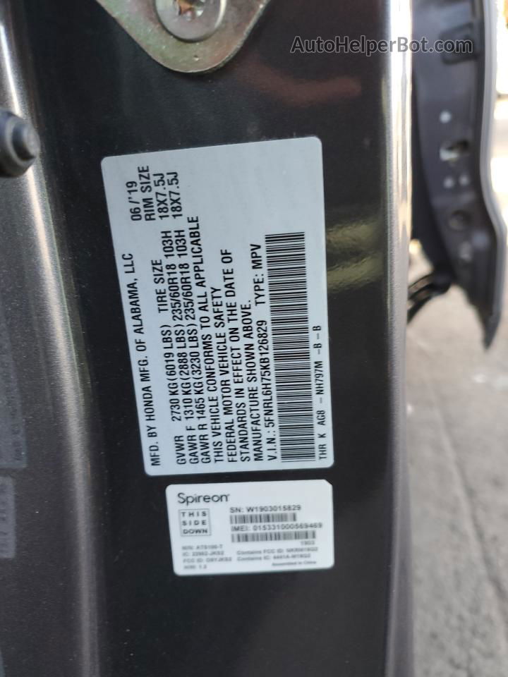 2019 Honda Odyssey Exl Gray vin: 5FNRL6H75KB126829