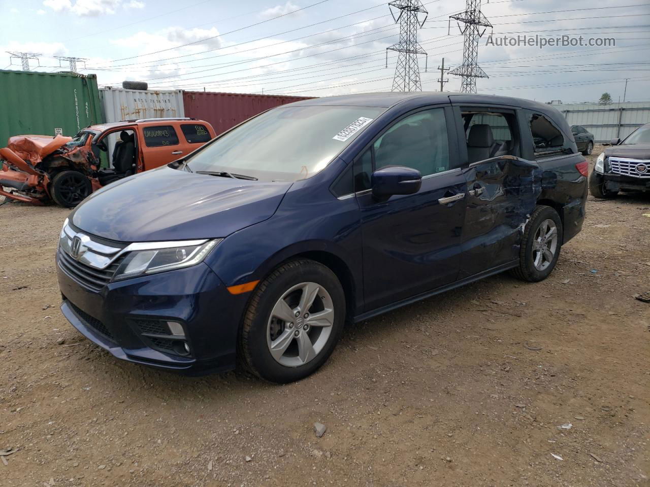 2019 Honda Odyssey Exl Синий vin: 5FNRL6H76KB122319