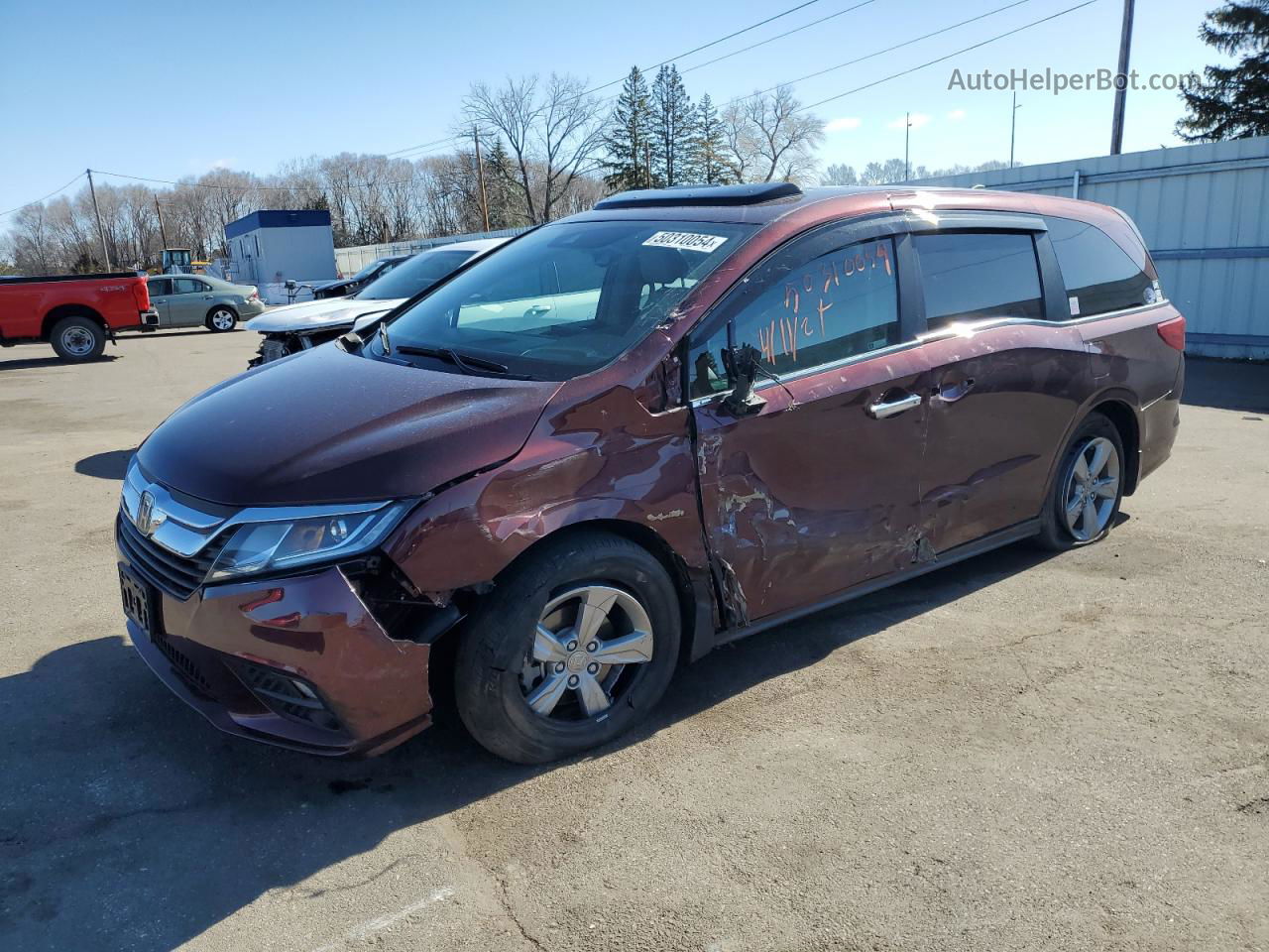 2019 Honda Odyssey Exl Burgundy vin: 5FNRL6H78KB026658