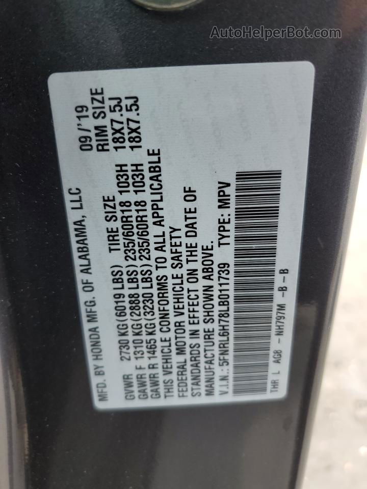 2020 Honda Odyssey Exl Charcoal vin: 5FNRL6H78LB011739