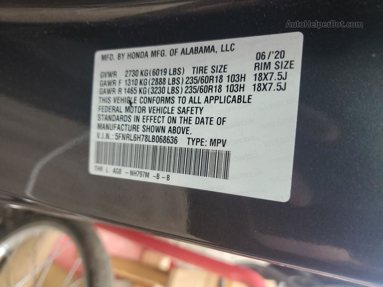 2020 Honda Odyssey Exl Gray vin: 5FNRL6H78LB068636