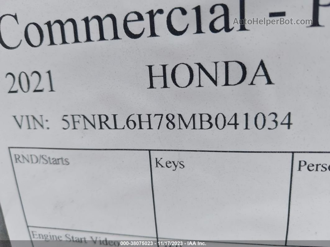 2021 Honda Odyssey Ex-l Gray vin: 5FNRL6H78MB041034