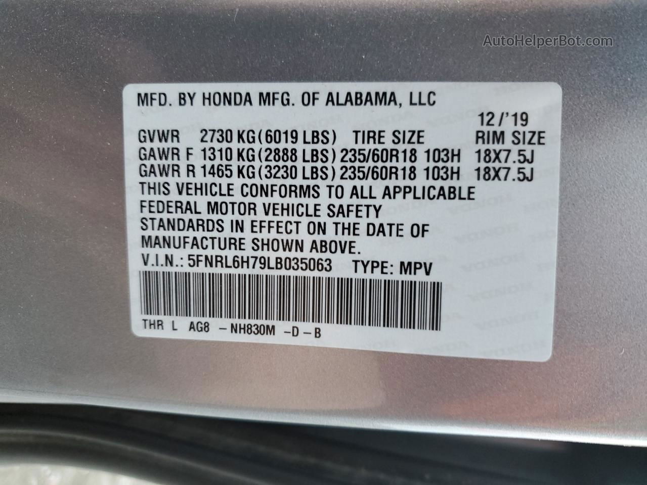 2020 Honda Odyssey Exl Silver vin: 5FNRL6H79LB035063