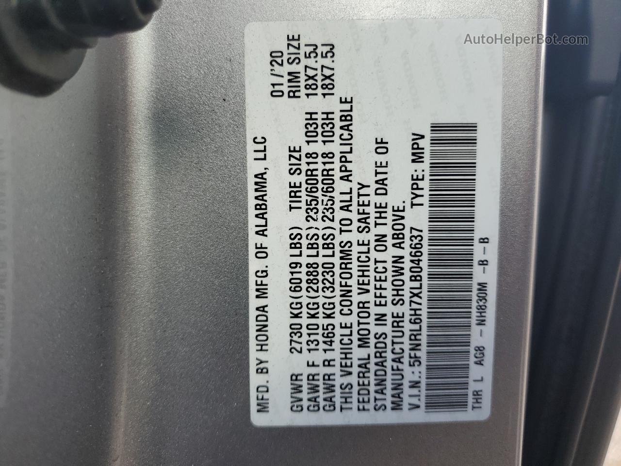 2020 Honda Odyssey Exl Silver vin: 5FNRL6H7XLB046637