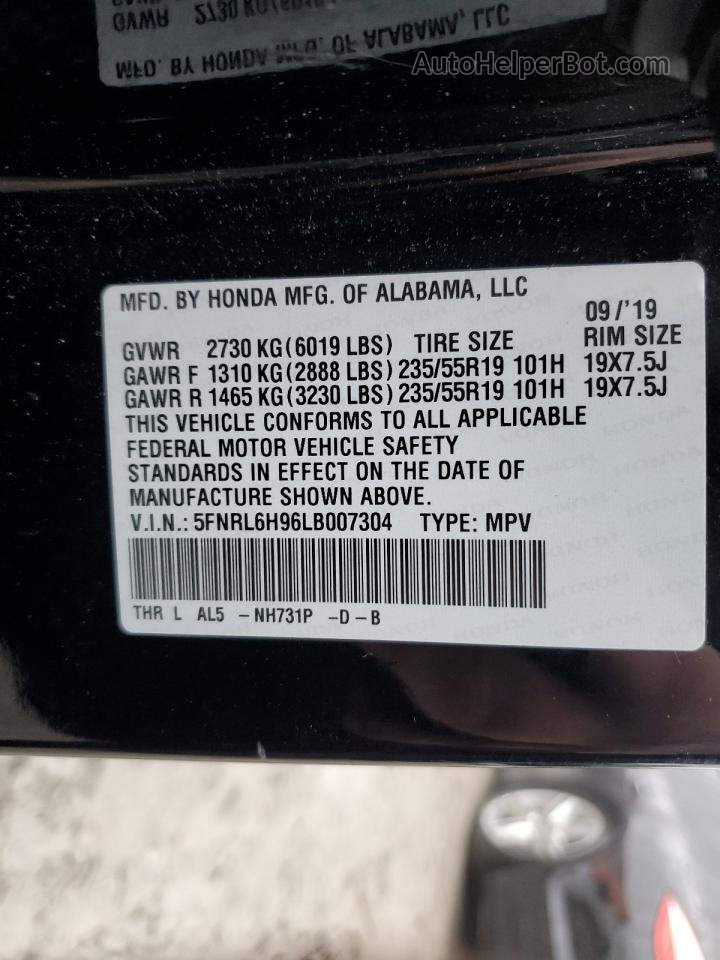 2020 Honda Odyssey Elite Черный vin: 5FNRL6H96LB007304