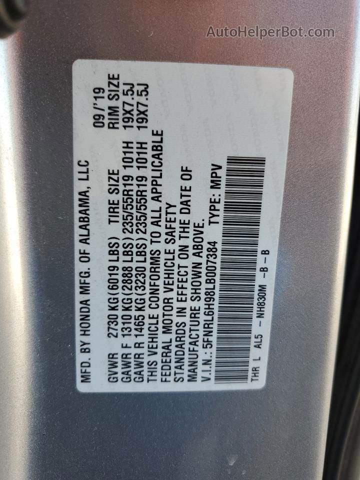 2020 Honda Odyssey Elite Silver vin: 5FNRL6H98LB007384