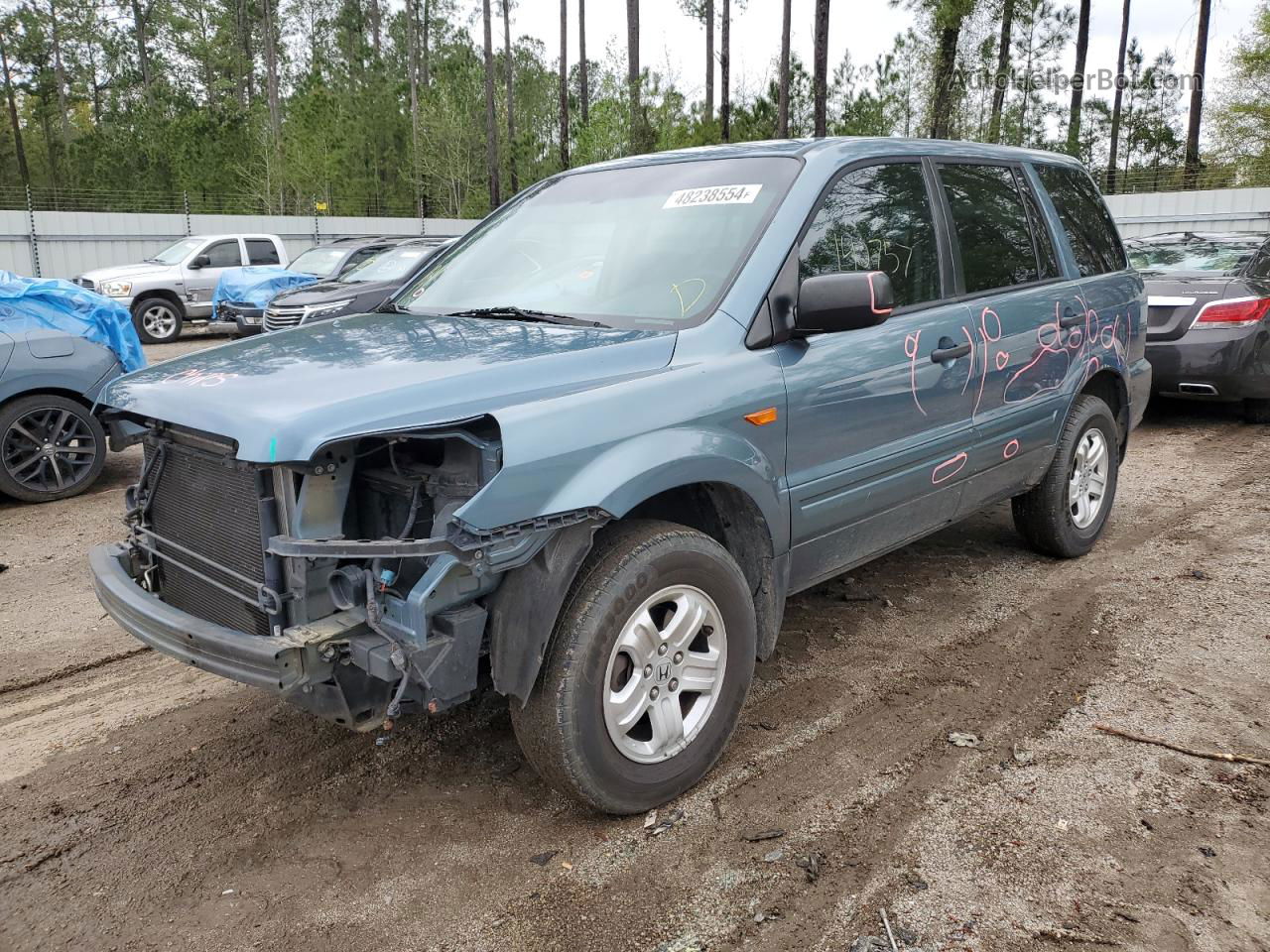 2007 Honda Pilot Lx Blue vin: 5FNYF18117B028471