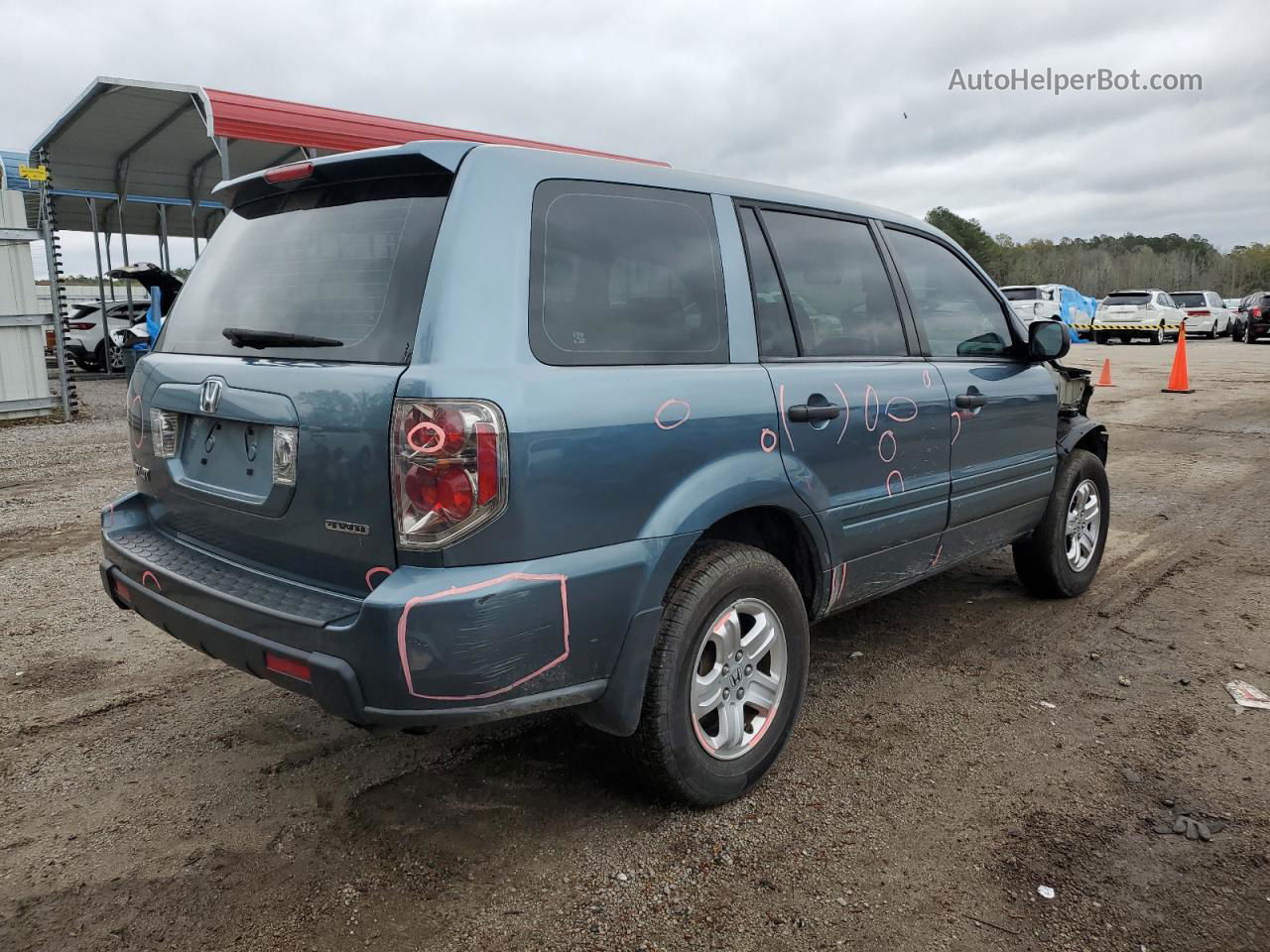 2007 Honda Pilot Lx Blue vin: 5FNYF18117B028471