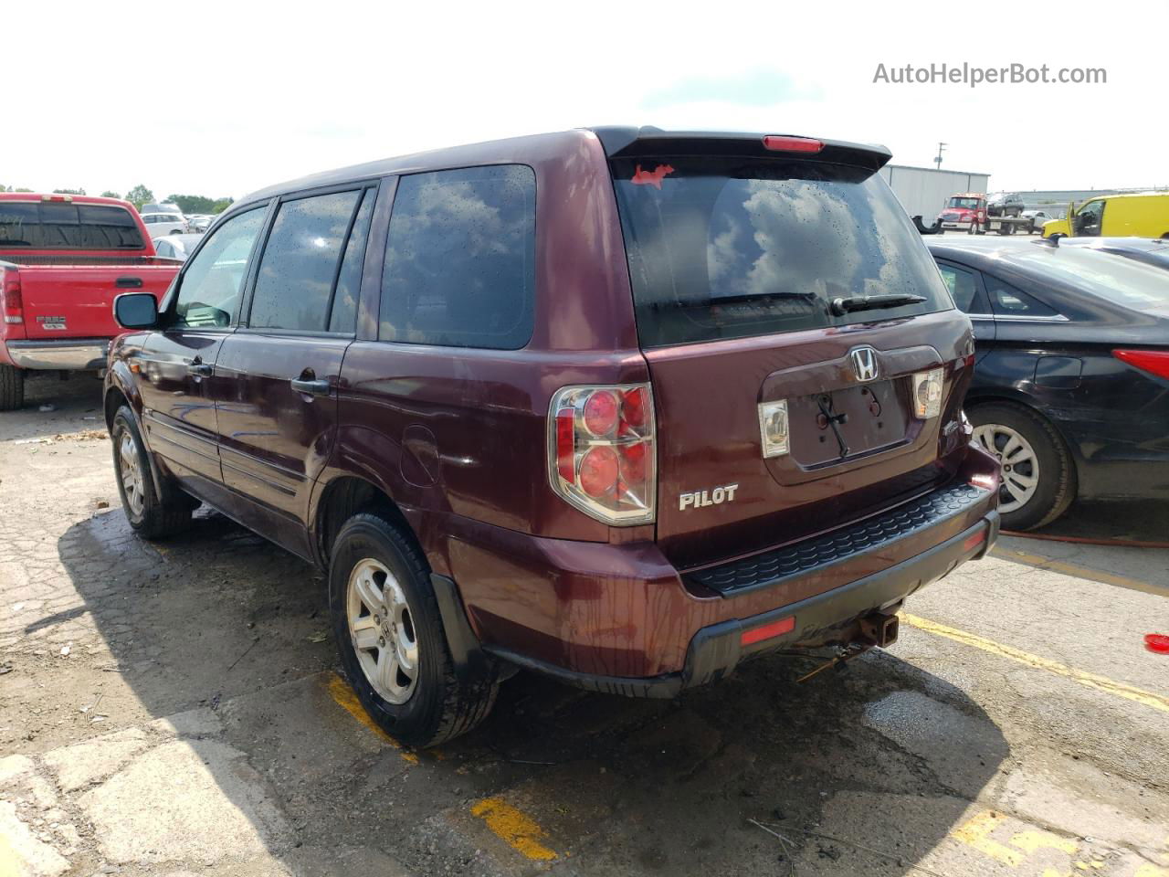 2007 Honda Pilot Lx Burgundy vin: 5FNYF18137B013664