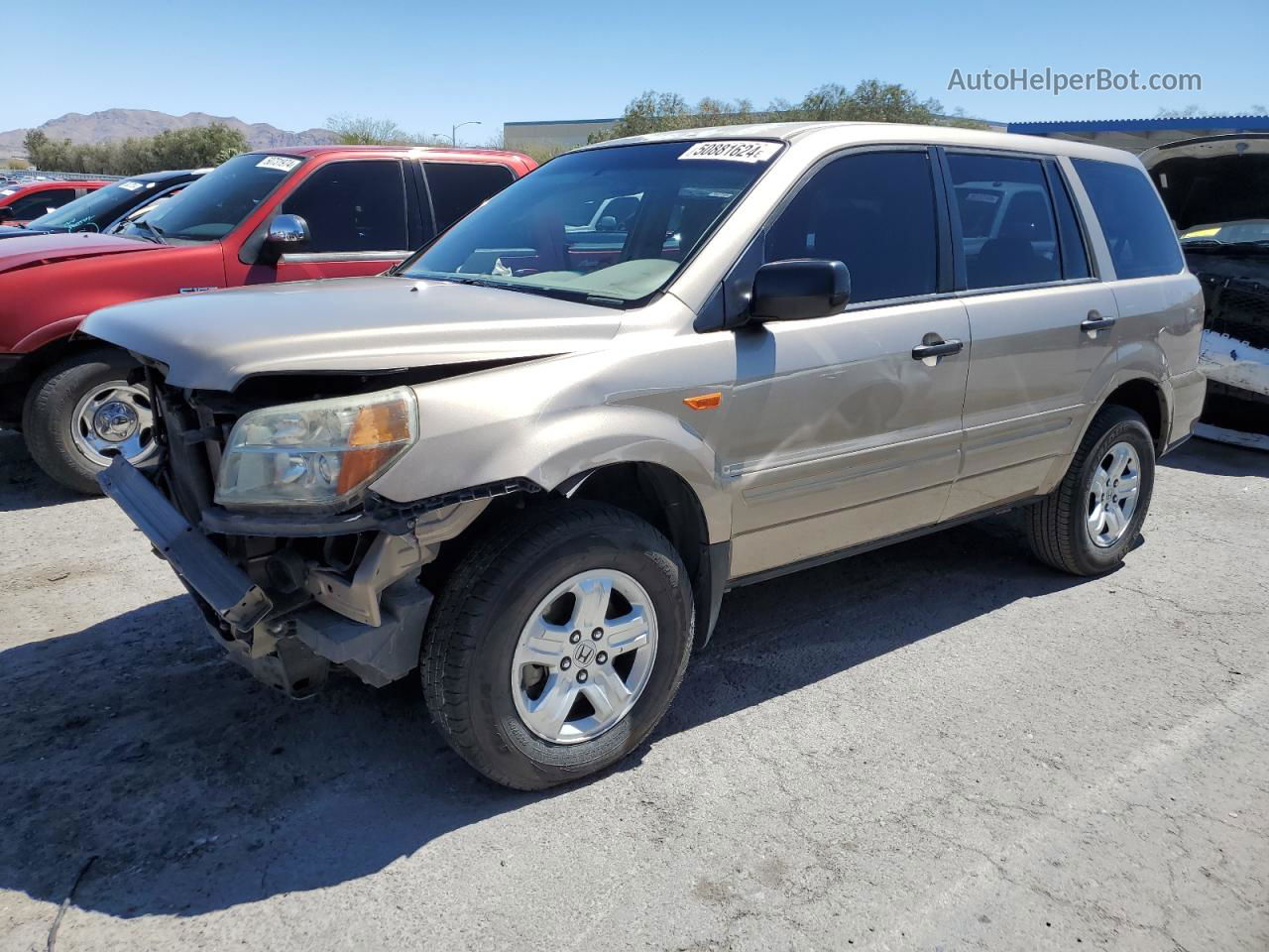 2007 Honda Pilot Lx Бежевый vin: 5FNYF18177B010928