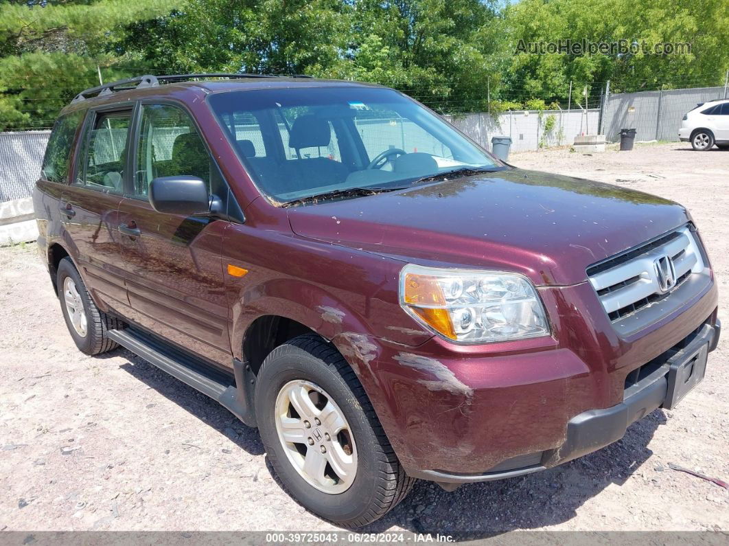 2007 Honda Pilot Lx Purple vin: 5FNYF18177B021332