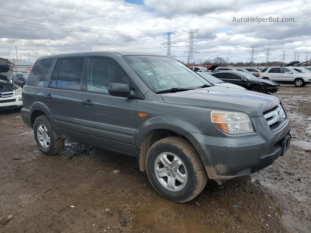 2007 Honda Pilot Lx Charcoal vin: 5FNYF181X7B018036