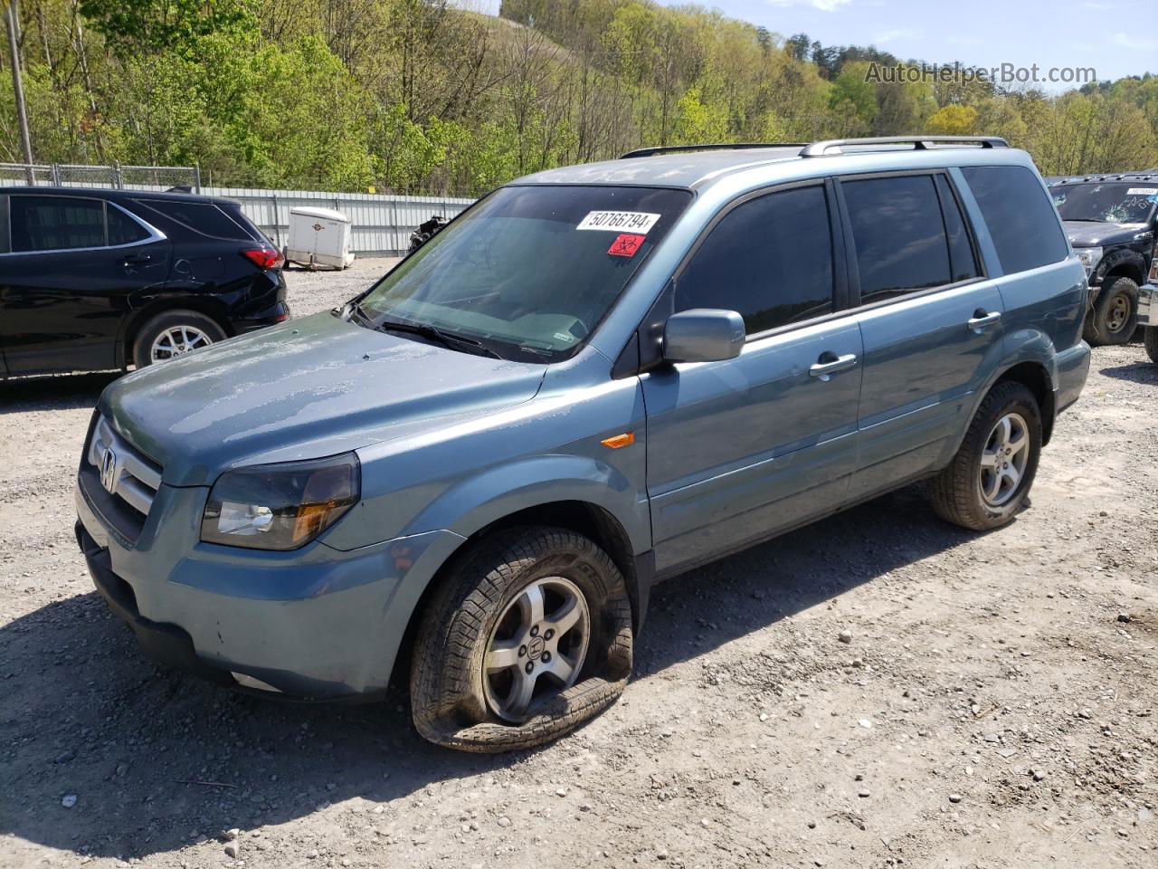 2007 Honda Pilot Ex Blue vin: 5FNYF18467B000370