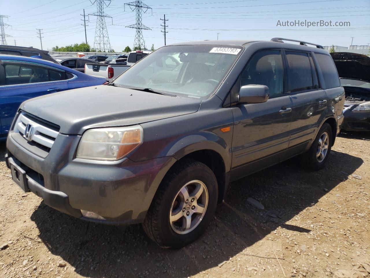 2007 Honda Pilot Exl Gray vin: 5FNYF18507B020204