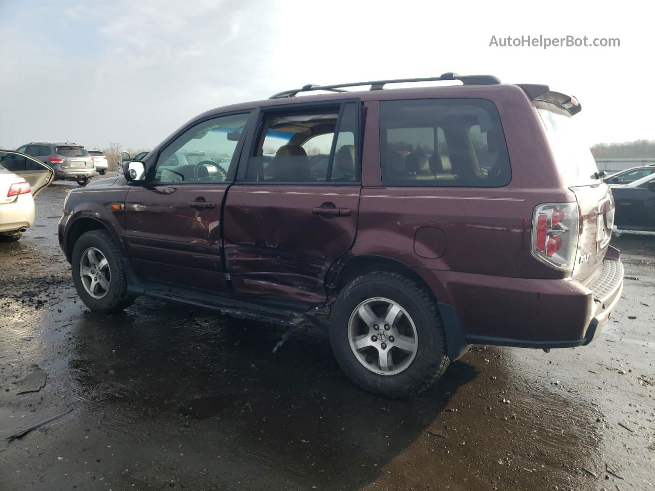 2007 Honda Pilot Exl Maroon vin: 5FNYF18537B009813