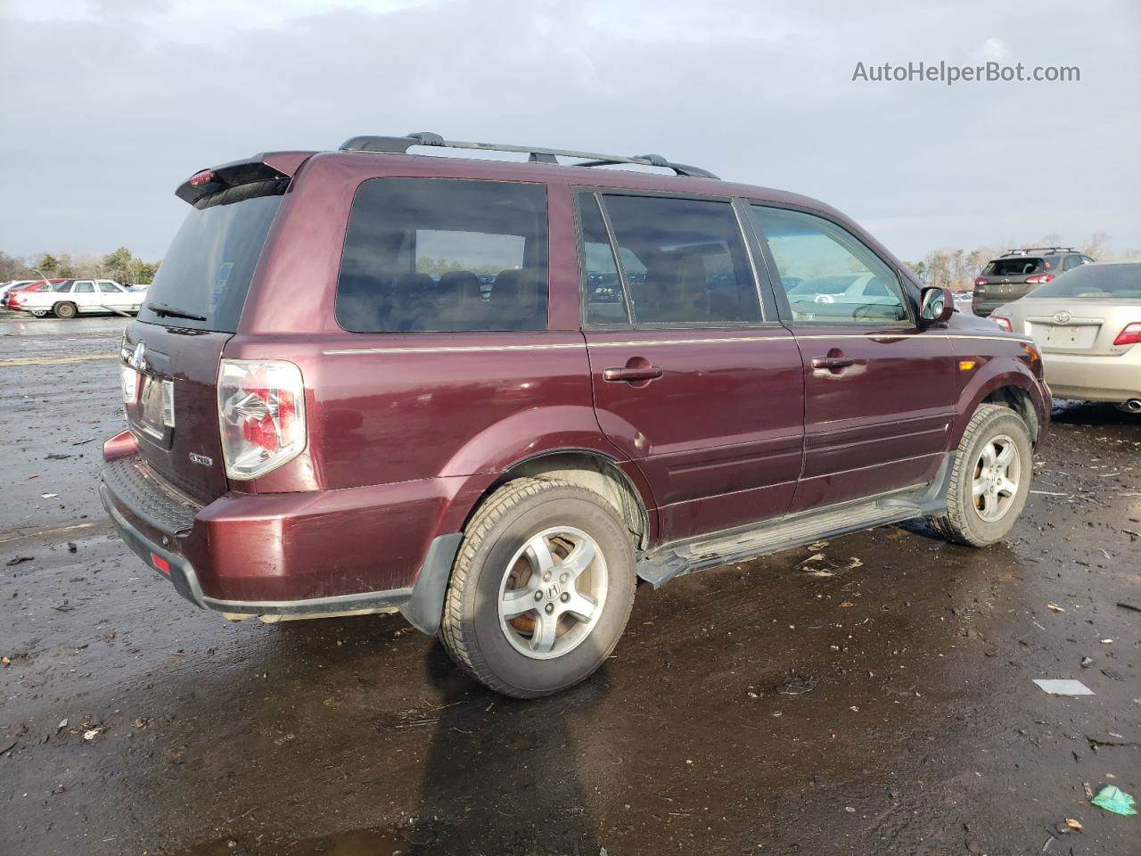 2007 Honda Pilot Exl Maroon vin: 5FNYF18537B009813