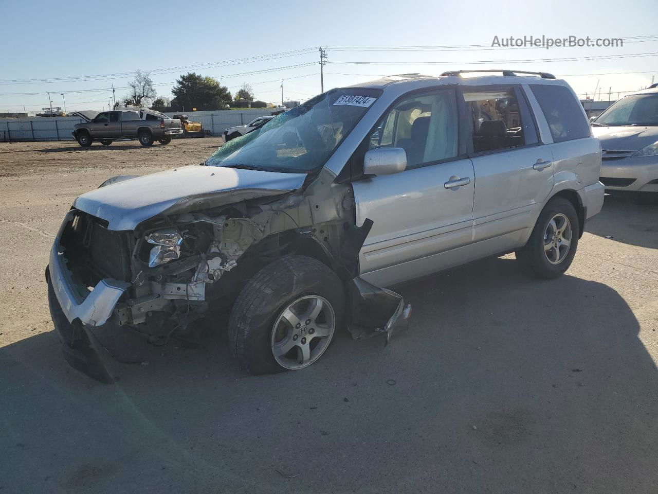 2007 Honda Pilot Exl Silver vin: 5FNYF18537B011996