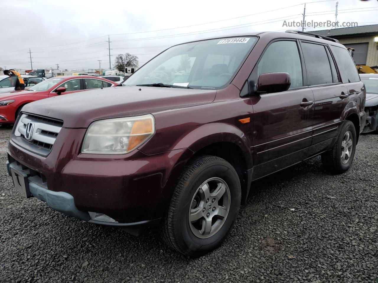 2007 Honda Pilot Exl Burgundy vin: 5FNYF18537B025199