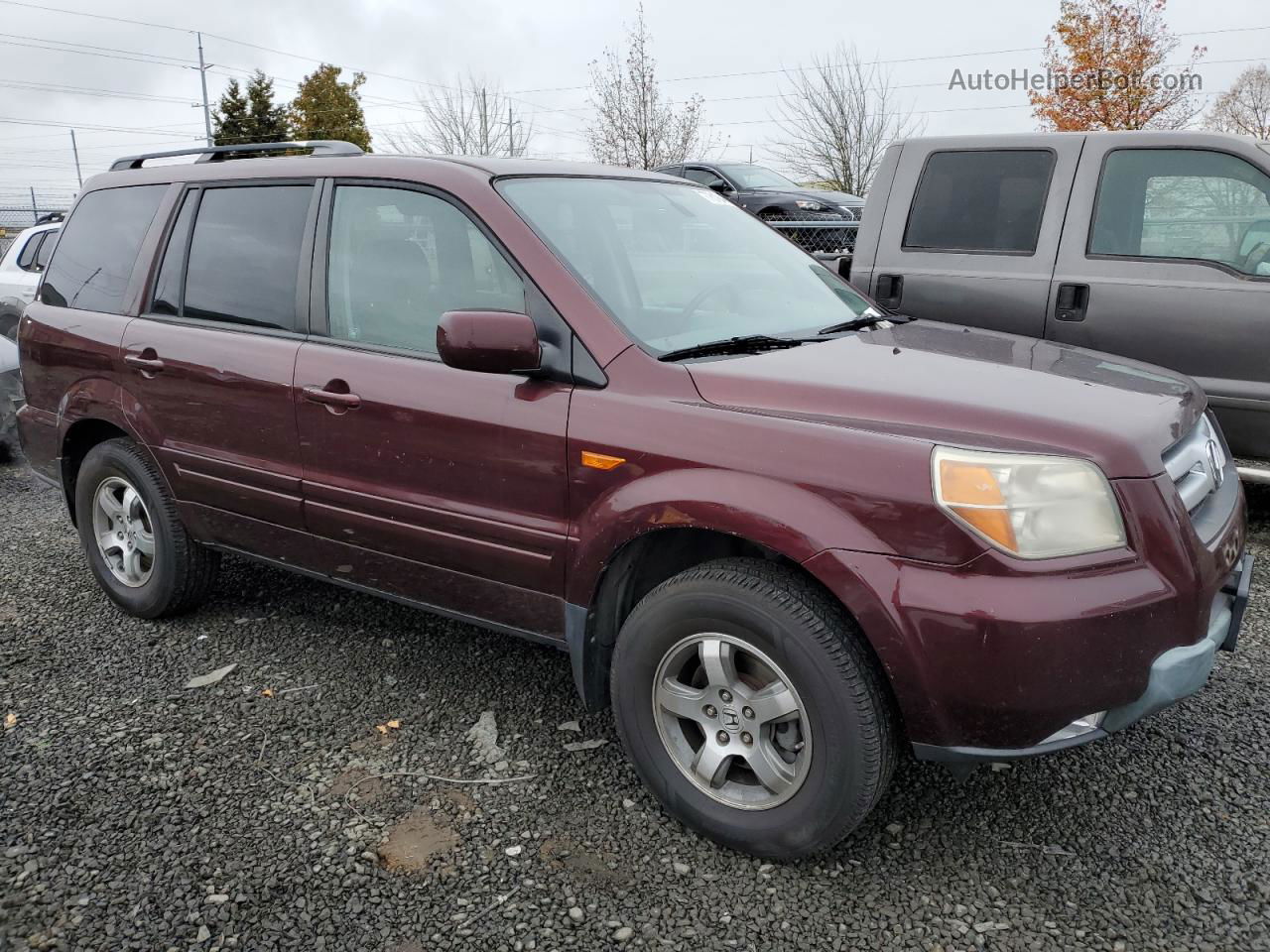 2007 Honda Pilot Exl Burgundy vin: 5FNYF18537B025199