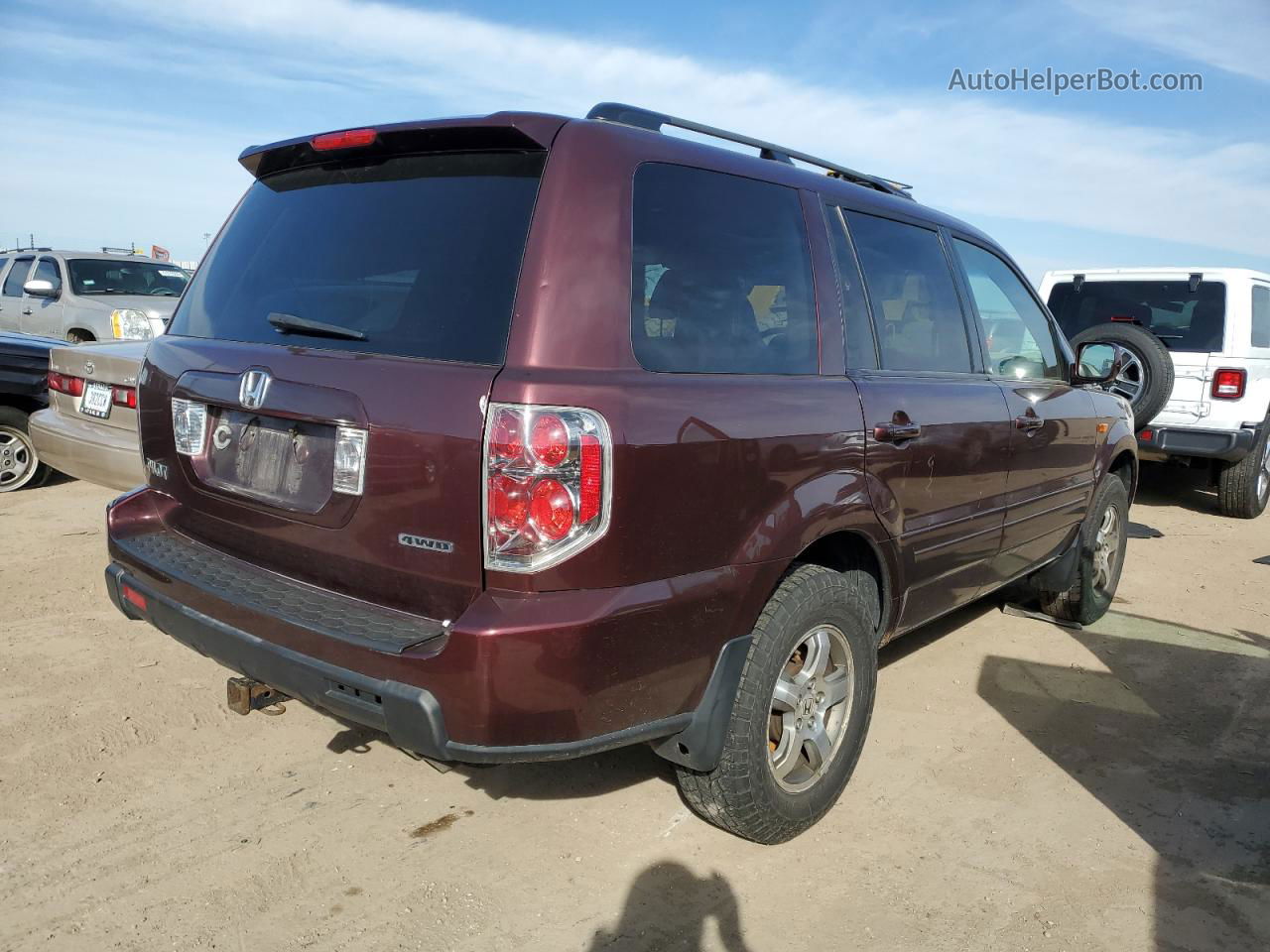 2007 Honda Pilot Exl Burgundy vin: 5FNYF18547B006273